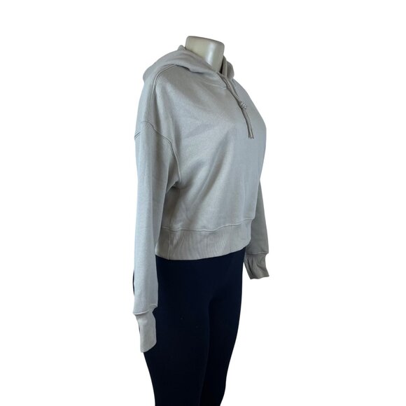 Harmony Women's Beige Cropped Hoodie Pull-On Drawstring Long Sleeves Sz XS - New - Picture 2 of 9